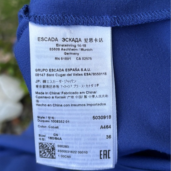 Escada Cobalt Blue Ponte Knit Half Sleeve Sheath Dress, Elegant Midi Dress, 36 - Picture 8 of 14